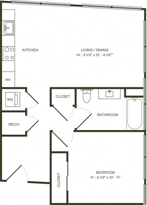 a floor plan of a house with a kitchen and a living room
